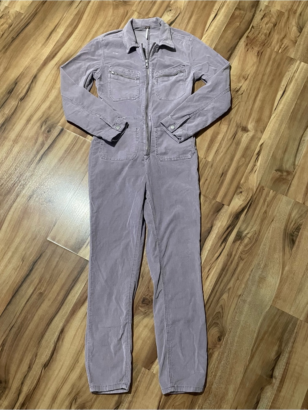 Free People Marci Cord Coverall Boilersuit Light Purple Utility One-Piece S